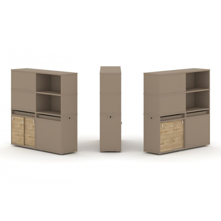 Estetica Набор №20. Тумба двойная+высокая надставка ES.NB.2V-20 Латте/Тиквуд Светлый 1500*410*1520