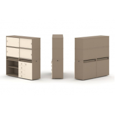 Estetica Набор №11. Тумба двойная+высокая надставка ES.NB.2V-11 Латте/Сатин 1500*410*1520
