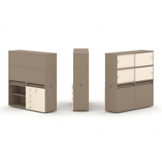 Estetica Набор №11. Тумба двойная+высокая надставка ES.NB.2V-11 Латте/Сатин 1500*410*1520