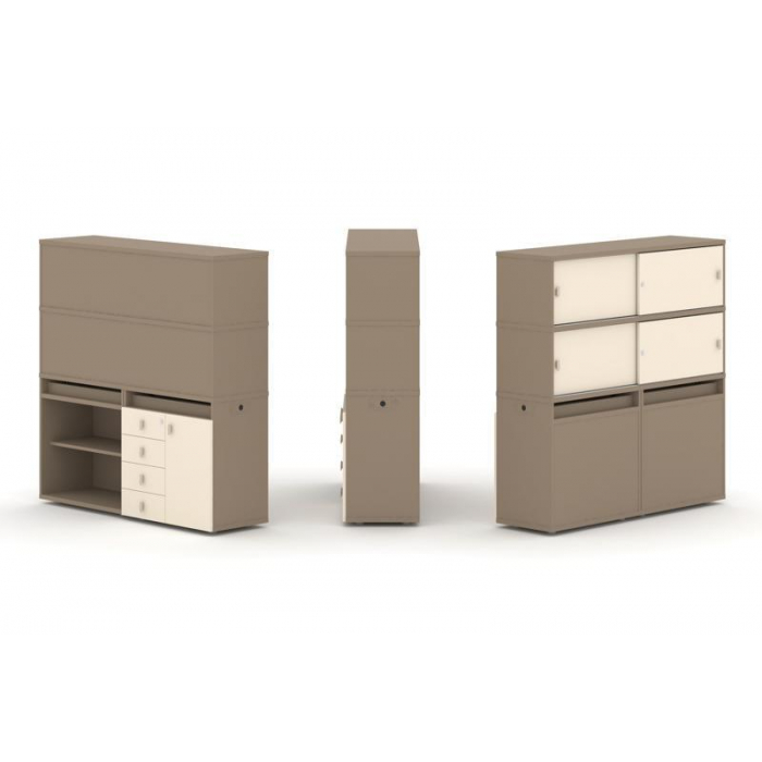 Estetica Набор №11. Тумба двойная+высокая надставка ES.NB.2V-11 Латте/Сатин 1500*410*1520