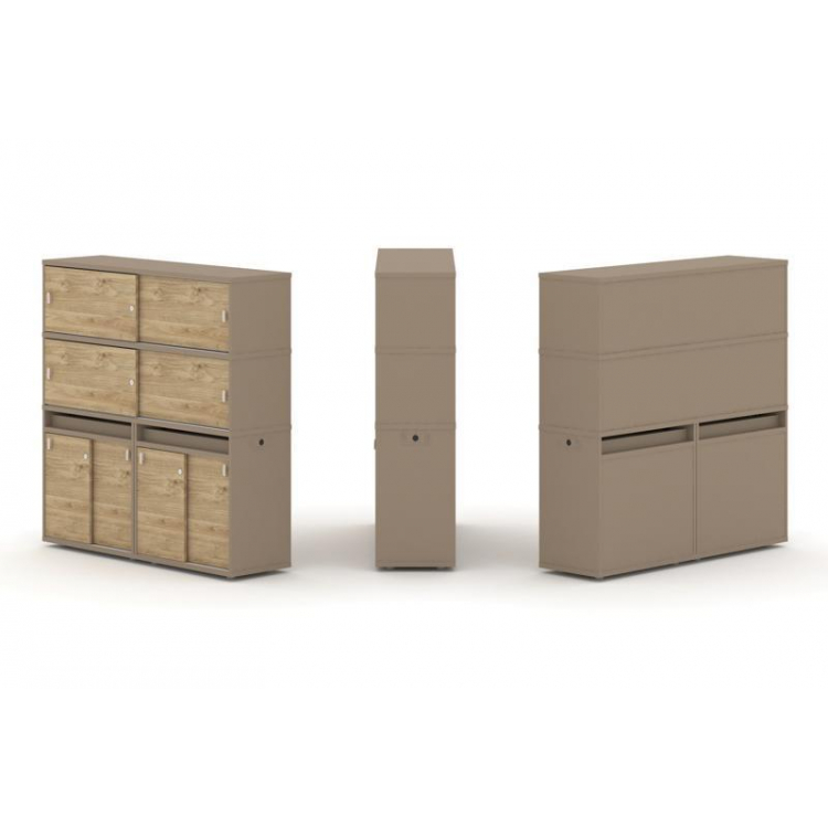 Estetica Набор №8. Тумба двойная+высокая надставка ES.NB.2V-8 Латте/Тиквуд Светлый 1500*410*1520