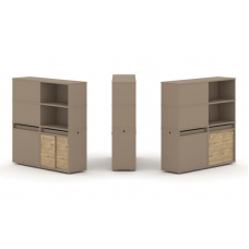 Estetica Набор №20. Тумба двойная+высокая надставка ES.NB.2V-20 Латте/Тиквуд Светлый 1500*410*1520