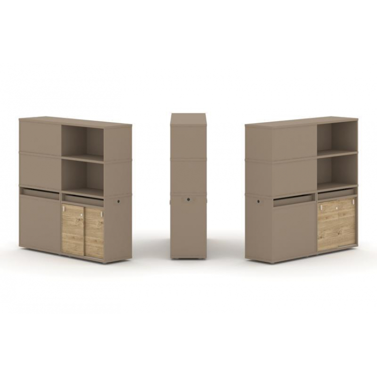 Estetica Набор №20. Тумба двойная+высокая надставка ES.NB.2V-20 Латте/Тиквуд Светлый 1500*410*1520