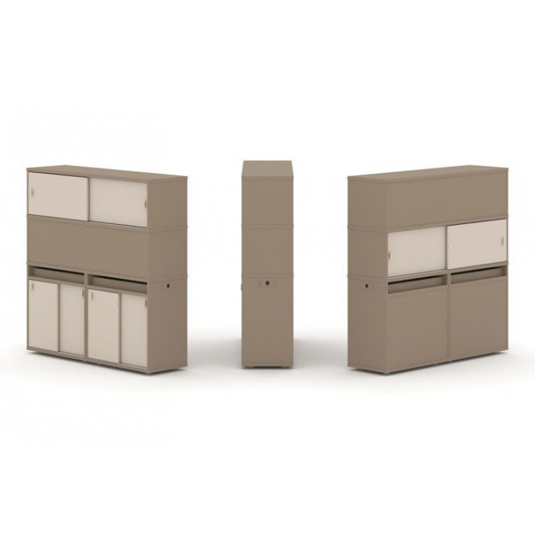 Estetica Набор №9. Тумба двойная+высокая надставка ES.NB.2V-9 Латте/Капучино 1500*410*1520