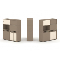 Estetica Набор №33. Тумба двойная+высокая надставка ES.NB.2V-33 Латте/Сатин 1500*410*1520