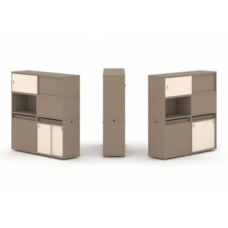 Estetica Набор №33. Тумба двойная+высокая надставка ES.NB.2V-33 Латте/Сатин 1500*410*1520