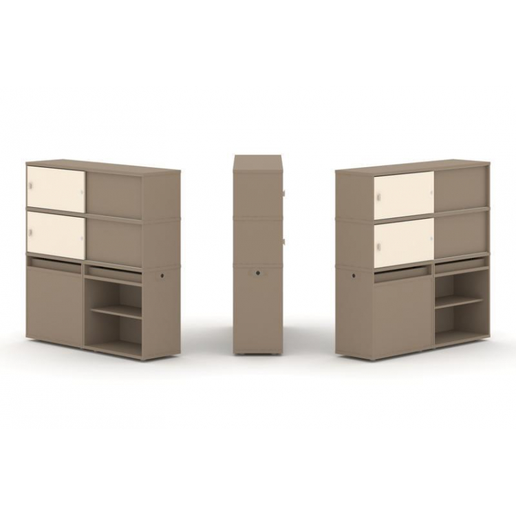 Estetica Набор №23. Тумба двойная+высокая надставка ES.NB.2V-23 Латте/Сатин 1500*410*1520