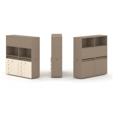 Estetica Набор №4. Тумба двойная+высокая надставка ES.NB.2V-4 Латте/Сатин 1500*410*1520