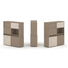 Estetica Набор №30. Тумба двойная+высокая надставка ES.NB.2V-30 Латте/Капучино 1500*410*1520