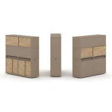 Estetica Набор №9. Тумба двойная+высокая надставка ES.NB.2V-9 Латте/Тиквуд Светлый 1500*410*1520