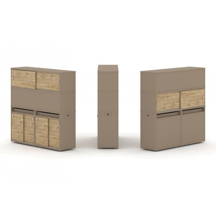 Estetica Набор №9. Тумба двойная+высокая надставка ES.NB.2V-9 Латте/Тиквуд Светлый 1500*410*1520