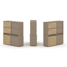 Estetica Набор №25. Тумба двойная+высокая надставка ES.NB.2V-25 Латте/Тиквуд Светлый 1500*410*1520