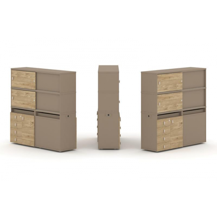 Estetica Набор №25. Тумба двойная+высокая надставка ES.NB.2V-25 Латте/Тиквуд Светлый 1500*410*1520