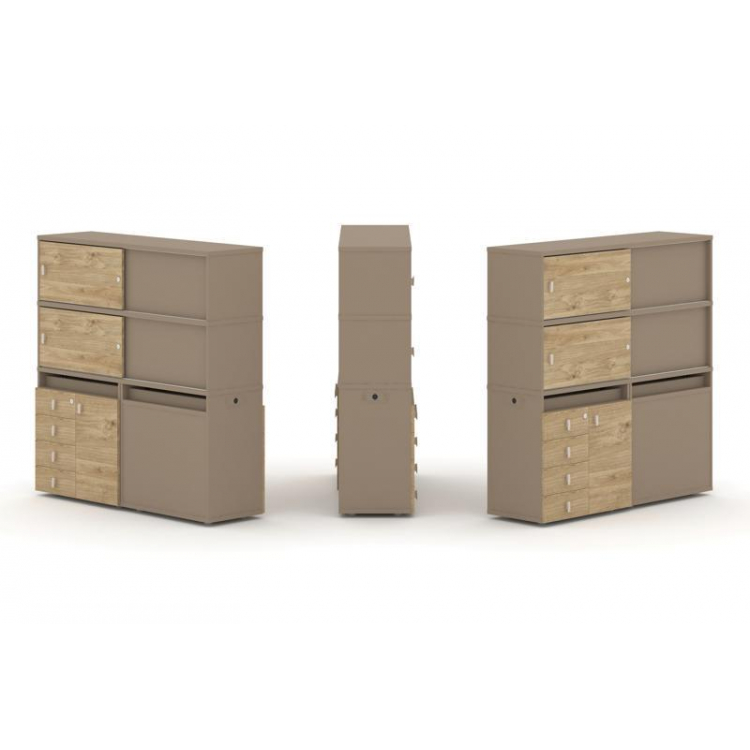 Estetica Набор №25. Тумба двойная+высокая надставка ES.NB.2V-25 Латте/Тиквуд Светлый 1500*410*1520