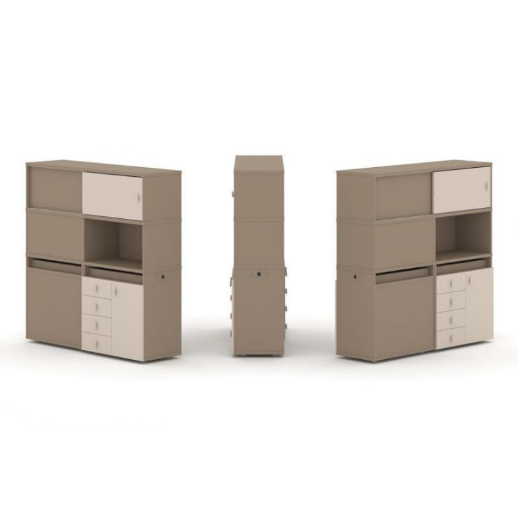 Estetica Набор №30. Тумба двойная+высокая надставка ES.NB.2V-30 Латте/Капучино 1500*410*1520