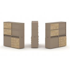 Estetica Набор №25. Тумба двойная+высокая надставка ES.NB.2V-25 Латте/Тиквуд Светлый 1500*410*1520