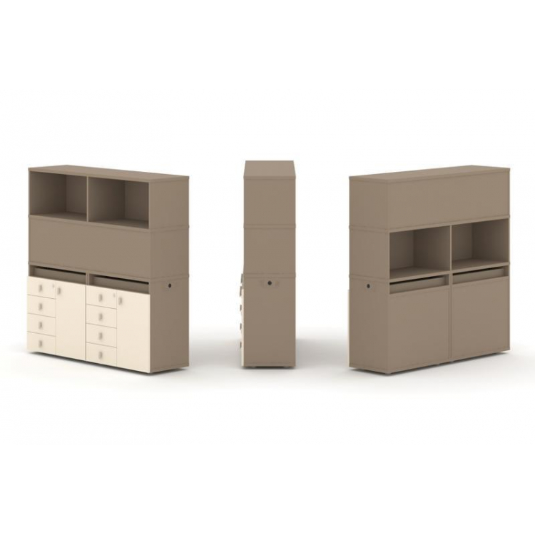 Estetica Набор №4. Тумба двойная+высокая надставка ES.NB.2V-4 Латте/Сатин 1500*410*1520