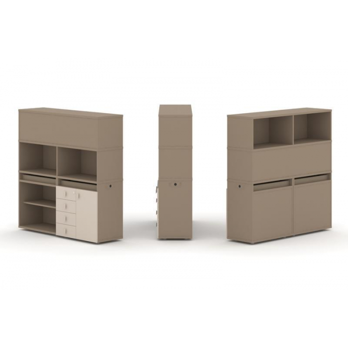 Estetica Набор №10. Тумба двойная+высокая надставка ES.NB.2V-10 Латте/Капучино 1500*410*1520