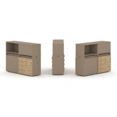 Estetica Набор №16. Тумба двойная+низкая надставка ES.NB.2N-16 Латте/Тиквуд Светлый 1500*410*1135