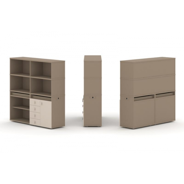 Estetica Набор №10. Тумба двойная+высокая надставка ES.NB.2V-10 Латте/Капучино 1500*410*1520