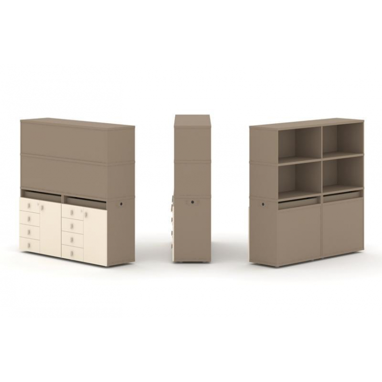 Estetica Набор №4. Тумба двойная+высокая надставка ES.NB.2V-4 Латте/Сатин 1500*410*1520