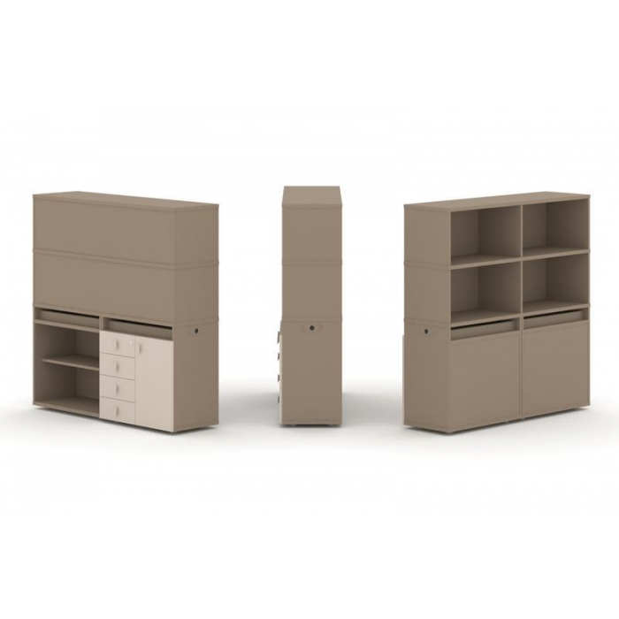 Estetica Набор №10. Тумба двойная+высокая надставка ES.NB.2V-10 Латте/Капучино 1500*410*1520