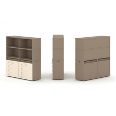 Estetica Набор №4. Тумба двойная+высокая надставка ES.NB.2V-4 Латте/Сатин 1500*410*1520