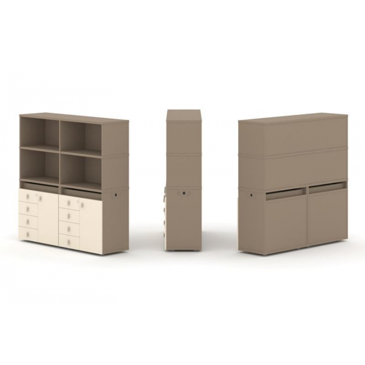 Estetica Набор №4. Тумба двойная+высокая надставка ES.NB.2V-4 Латте/Сатин 1500*410*1520