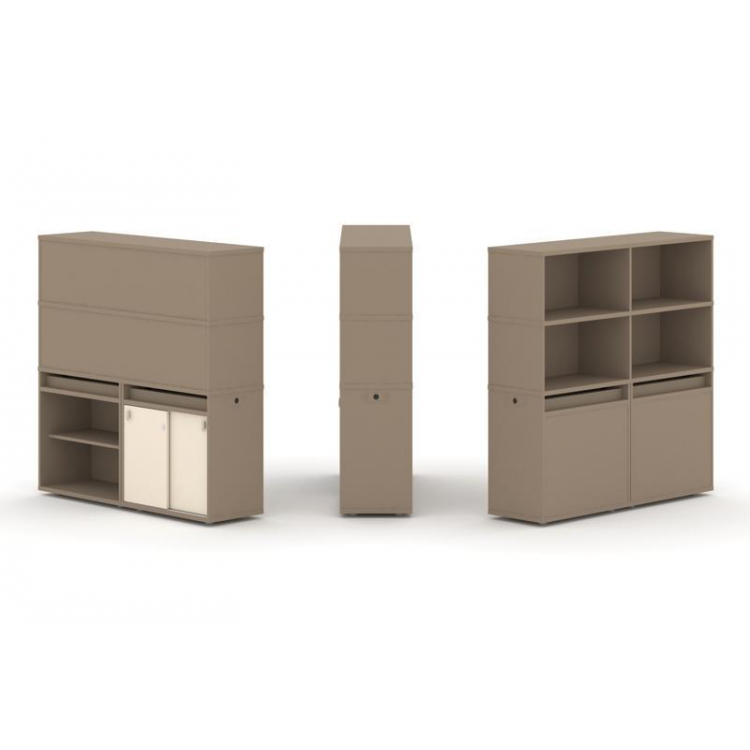 Estetica Набор №13. Тумба двойная+высокая надставка ES.NB.2V-13 Латте/Сатин 1500*410*1520