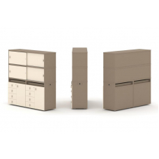 Estetica Набор №5. Тумба двойная+высокая надставка ES.NB.2V-5 Латте/Сатин 1500*410*1520