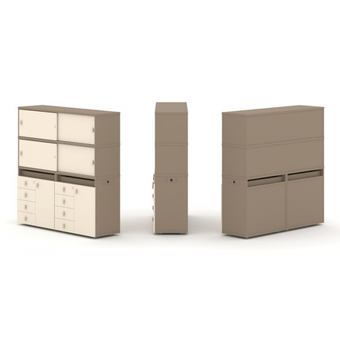 Estetica Набор №5. Тумба двойная+высокая надставка ES.NB.2V-5 Латте/Сатин 1500*410*1520