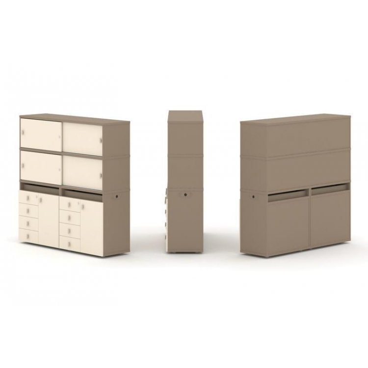 Estetica Набор №5. Тумба двойная+высокая надставка ES.NB.2V-5 Латте/Сатин 1500*410*1520