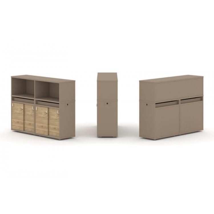 Estetica Набор №5. Тумба двойная+низкая надставка ES.NB.2N-5 Латте/Тиквуд Светлый 1500*410*1135