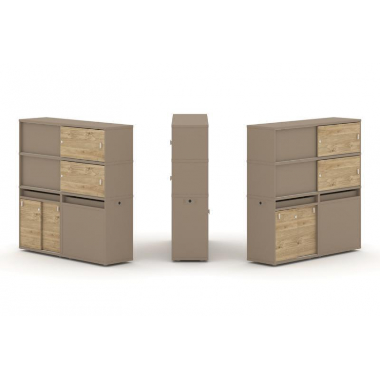 Estetica Набор №26. Тумба двойная+высокая надставка ES.NB.2V-26 Латте/Тиквуд Светлый 1500*410*1520