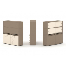 Estetica Набор №5. Тумба двойная+высокая надставка ES.NB.2V-5 Латте/Сатин 1500*410*1520