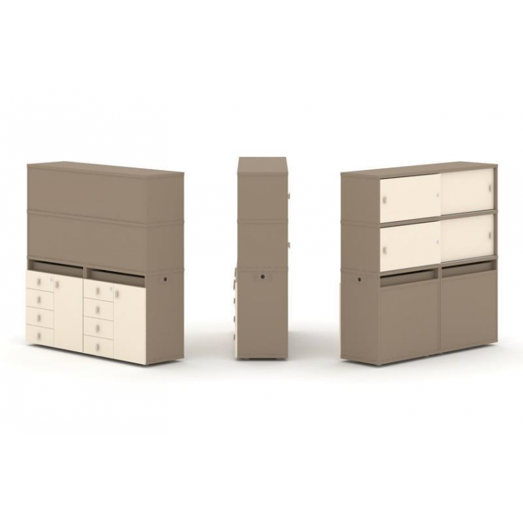 Estetica Набор №5. Тумба двойная+высокая надставка ES.NB.2V-5 Латте/Сатин 1500*410*1520