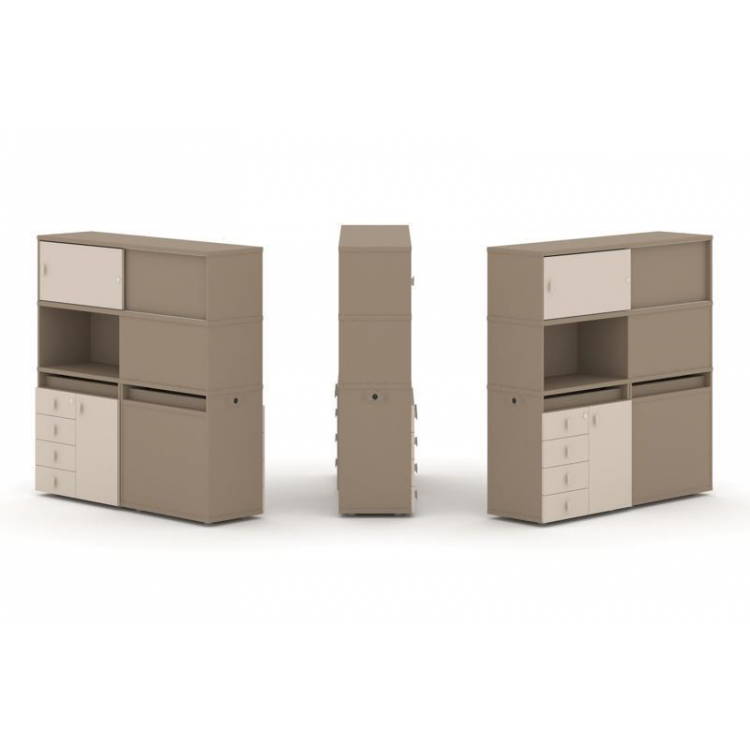 Estetica Набор №31. Тумба двойная+высокая надставка ES.NB.2V-31 Латте/Капучино 1500*410*1520