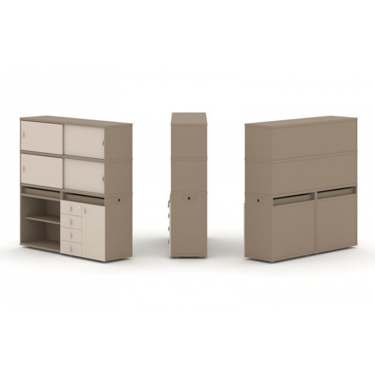 Estetica Набор №11. Тумба двойная+высокая надставка ES.NB.2V-11 Латте/Капучино 1500*410*1520