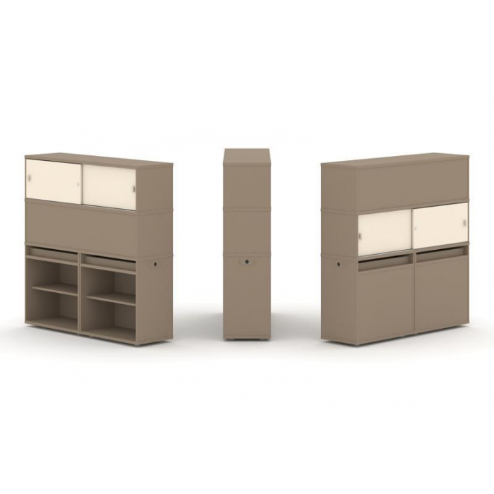 Эстетика Набор №3. Тумба двойная+высокая надставка ES.NB.2V-3 Латте/Сатин 1500*410*1520