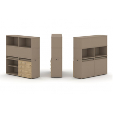 Estetica Набор №10. Тумба двойная+высокая надставка ES.NB.2V-10 Латте/Тиквуд Светлый 1500*410*1520