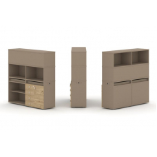 Estetica Набор №10. Тумба двойная+высокая надставка ES.NB.2V-10 Латте/Тиквуд Светлый 1500*410*1520