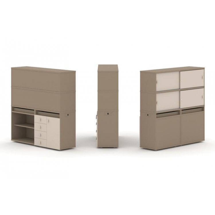 Estetica Набор №11. Тумба двойная+высокая надставка ES.NB.2V-11 Латте/Капучино 1500*410*1520