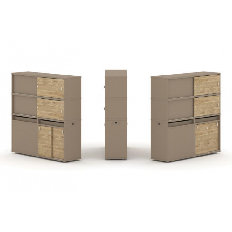 Estetica Набор №26. Тумба двойная+высокая надставка ES.NB.2V-26 Латте/Тиквуд Светлый 1500*410*1520