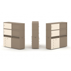 Estetica Набор №25. Тумба двойная+высокая надставка ES.NB.2V-25 Латте/Сатин 1500*410*1520