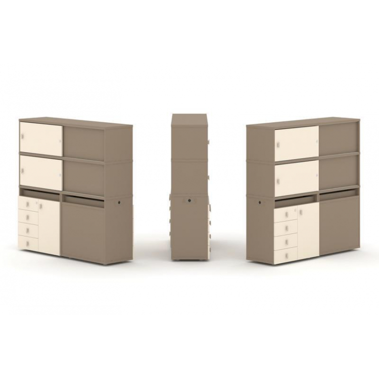 Estetica Набор №25. Тумба двойная+высокая надставка ES.NB.2V-25 Латте/Сатин 1500*410*1520