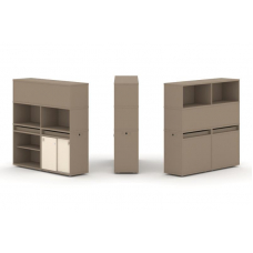 Estetica Набор №13. Тумба двойная+высокая надставка ES.NB.2V-13 Латте/Сатин 1500*410*1520