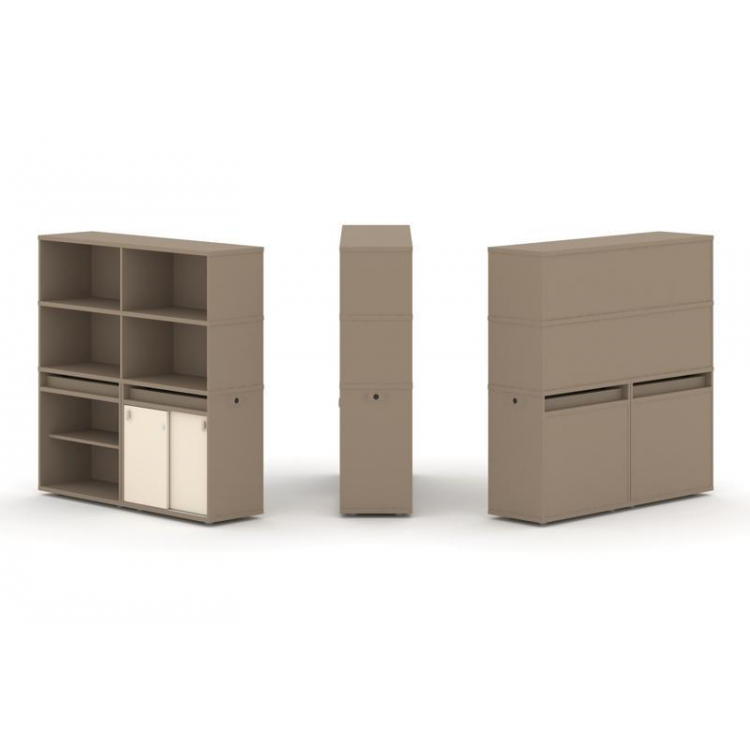 Estetica Набор №13. Тумба двойная+высокая надставка ES.NB.2V-13 Латте/Сатин 1500*410*1520