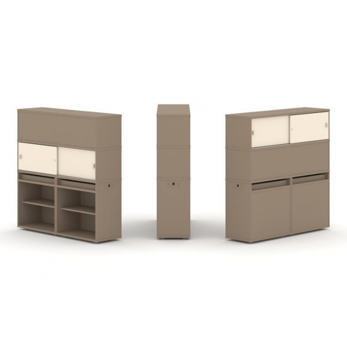 Эстетика Набор №3. Тумба двойная+высокая надставка ES.NB.2V-3 Латте/Сатин 1500*410*1520