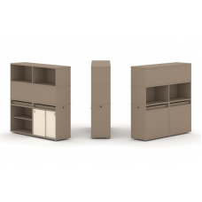 Estetica Набор №13. Тумба двойная+высокая надставка ES.NB.2V-13 Латте/Сатин 1500*410*1520