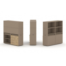 Estetica Набор №10. Тумба двойная+высокая надставка ES.NB.2V-10 Латте/Тиквуд Светлый 1500*410*1520